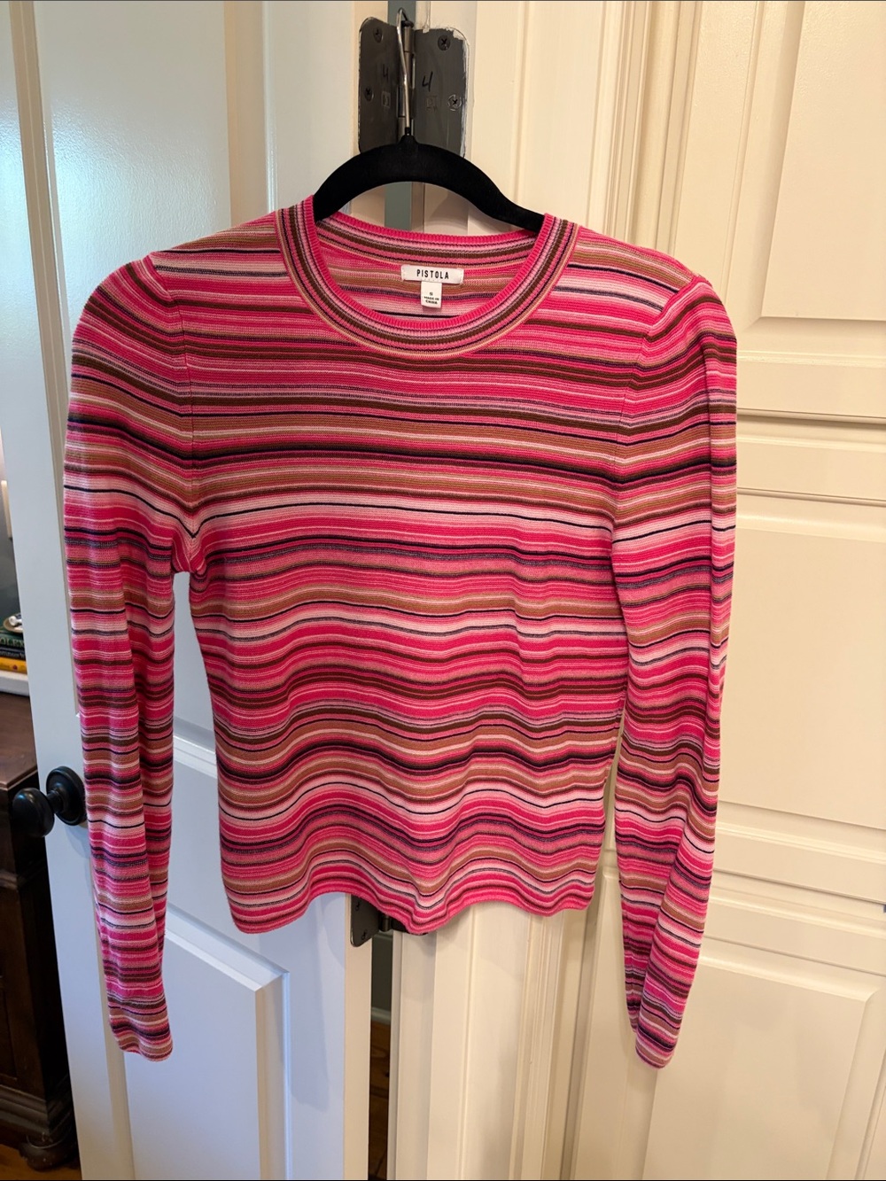 pistola Pink Multi-Stripe Long Sleeve Knit Top